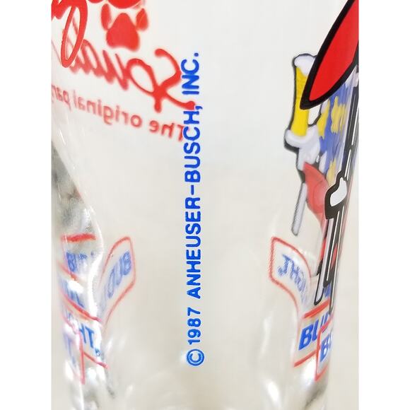 Budweiser Glassware Bud Light 1987 Spuds Mackenzie 7" Pilsner Beer Glasses x2 - Picture 12 of 14